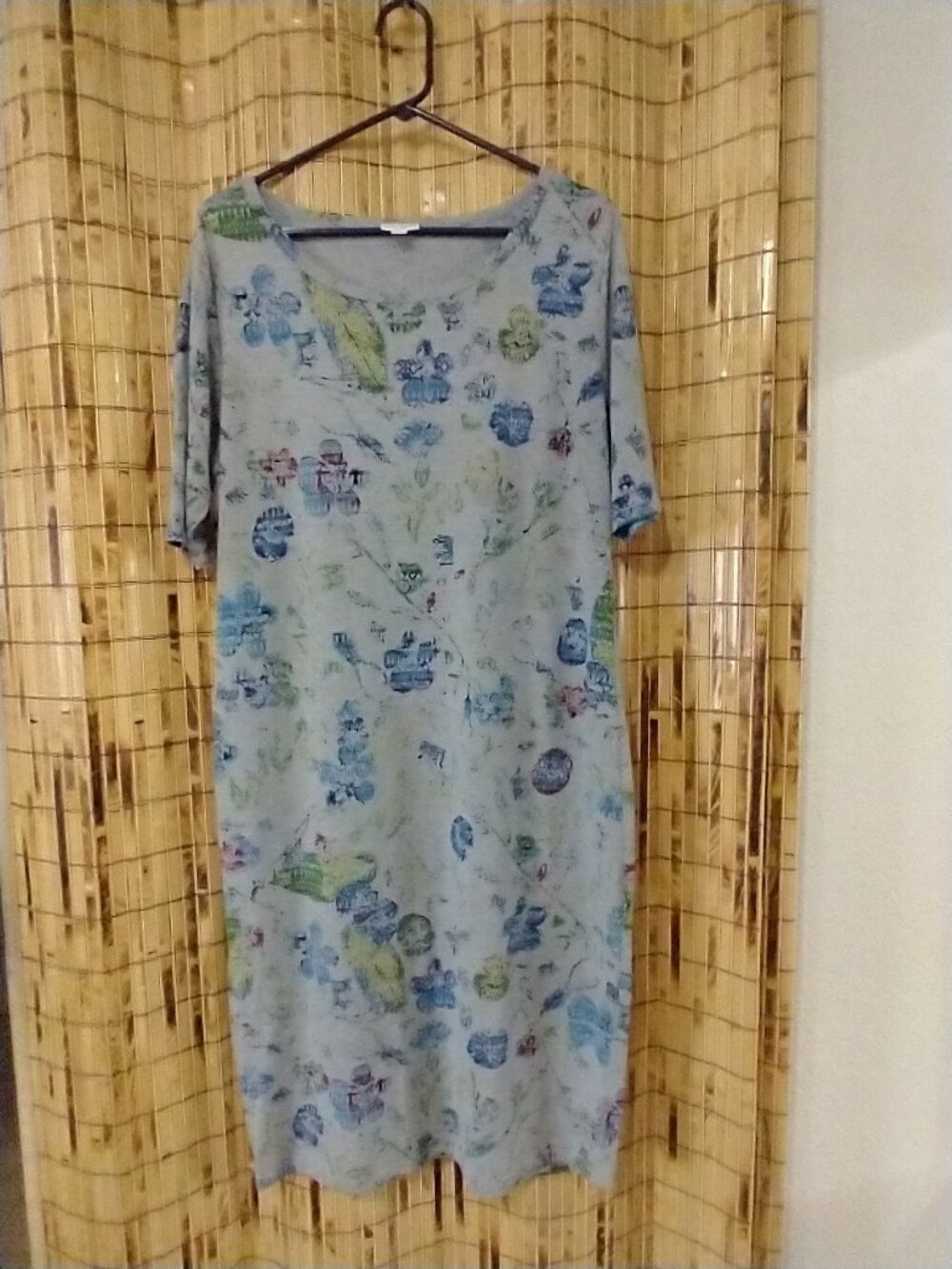 LuLaRoe Gray Blue Floral Short Sleeve Dress Tunic Size 2XL
